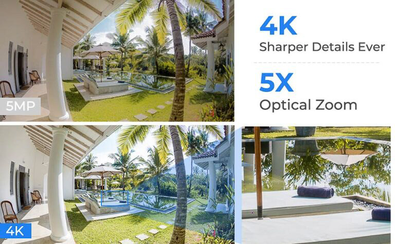 4K og 5X optisk zoom