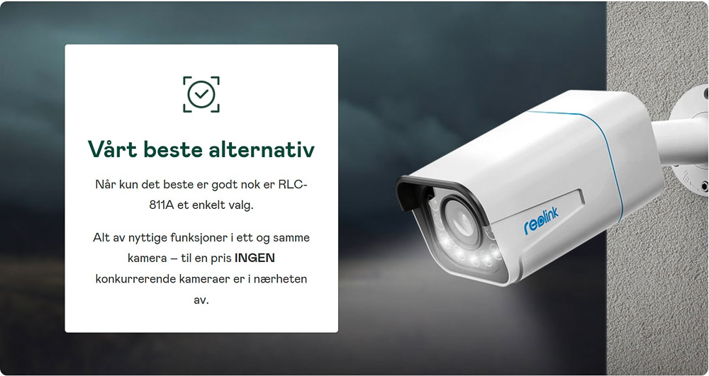 Reolink RLC-811A 4K Smart PoE AI kamera med 5X Zoom og Spotlys