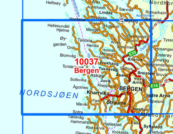 Bergen 1:50 000 - Kart 10037 i Norges-serien