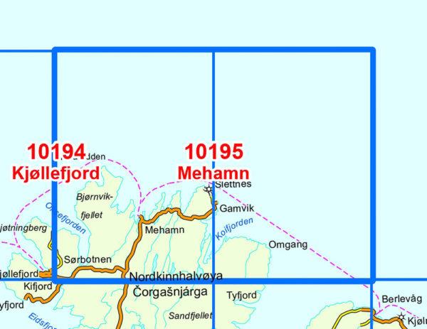 Mehamn 1:50 000 - Kart 10195 i Norges-serien