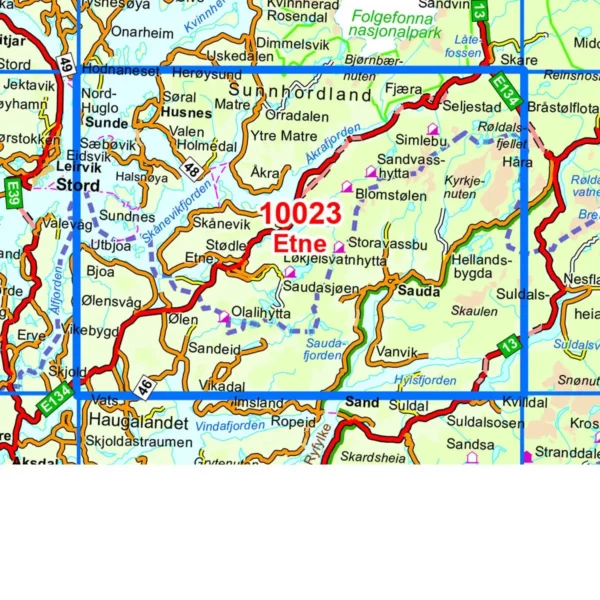 Etne 1:50 000 - Kart 10023 i Norges-serien