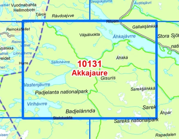 Akkajaure 1:50 000 - Kart 10131 i Norges-serien