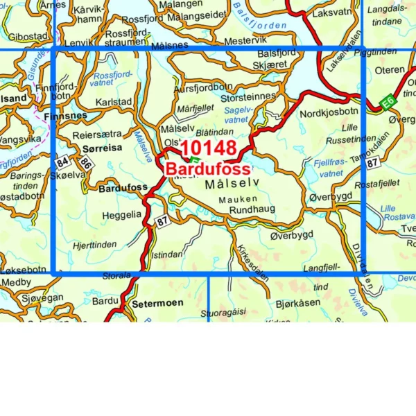 Bardufoss 1:50 000 - Kart 10148 i Norges-serien