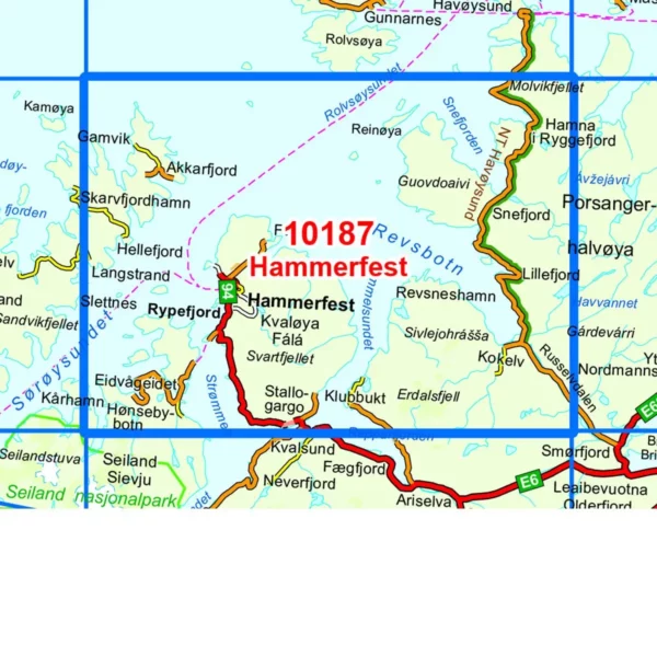 Hammerfest 1:50 000 - Kart 10187 i Norges-serien