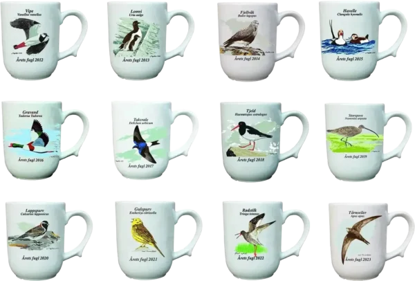 Sett årets fugl krus - 12 stk assortert