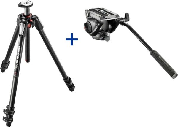 Manfrotto Stativkit 055 Carbon 3-section Tripod m/videohode - MT055CXPRO3 og MVH500AH