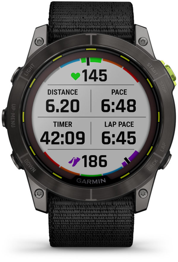 Garmin Enduro 2 – Carbon Gray DLC Titanium with Black UltraFit Nylon Strap - GPS klokke for den aktive friluftsentusiast