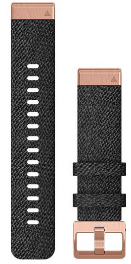 Garmin QuickFit 20-klokkeremmer, sammenflettet sort nylon med anordning i rosegull