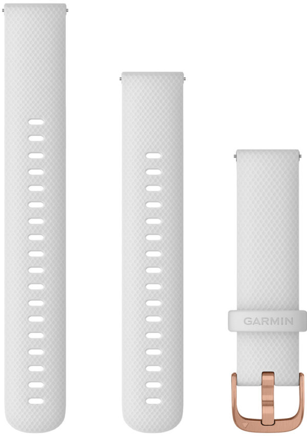 Garmin Hurtigutløsningsrem (18mm), hvit med rosegullfarget anordning