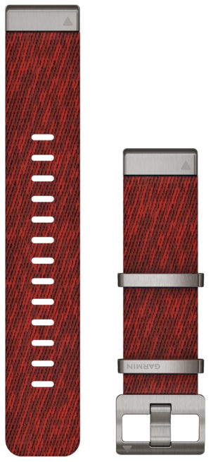 Garmin QuickFit 22-klokkeremmer, jacquard-vevd nylonrem – rød– Indigo