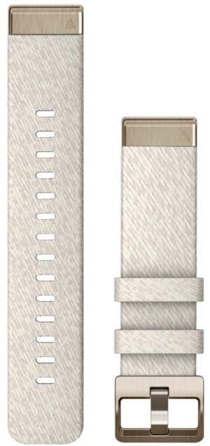 Garmin QuickFit 20-klokkeremmer, kremfarget sammenflettet nylon med anordning i fargen Cream Gold