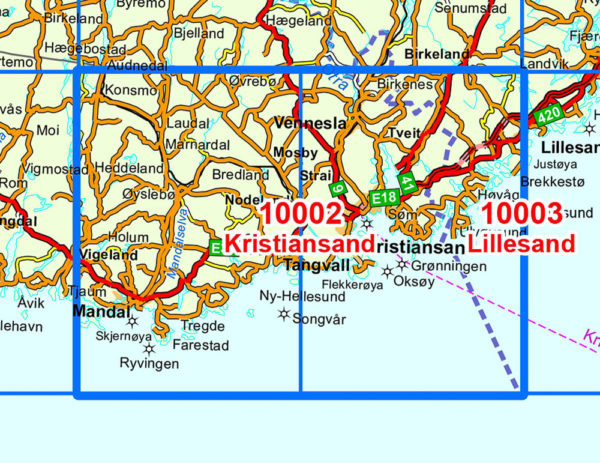 Kristiansand 1:50 000 - Kart 10002 i Norges-serien