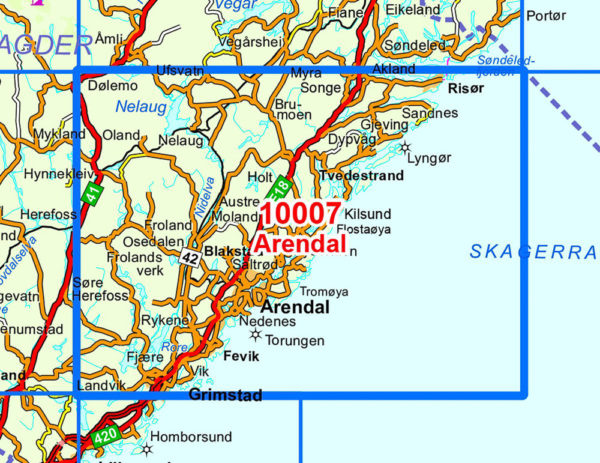 Arendal 1:50 000 - Kart 10007 i Norges-serien