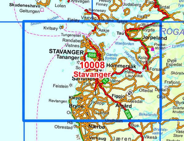 Stavanger 1:50 000 - Kart 10008 i Norges-serien