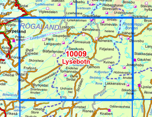 Lysebotn 1:50 000 - Kart 10009 i Norges-serien