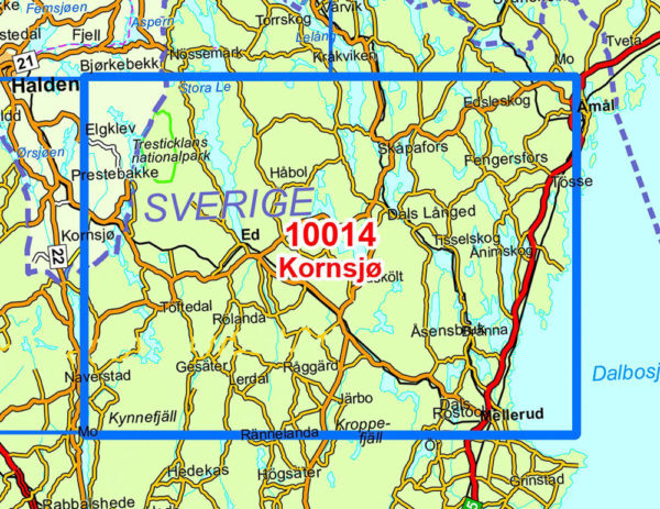 Kornsjø 1:50 000 - Kart 10014 i Norges-serien