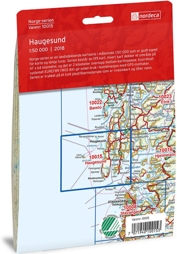 Haugesund 1:50 000 - Kart 10015 i Norges-serien