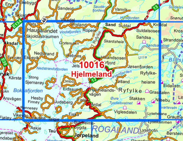 Hjelmeland 1:50 000 - Kart 10016 i Norges-serien