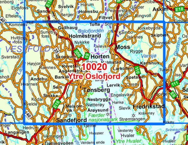 Ytre Oslofjord 1:50 000 - Kart 10020 i Norges-serien