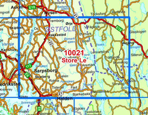 Store Le 1:50 000 - Kart 10021 i Norges-serien