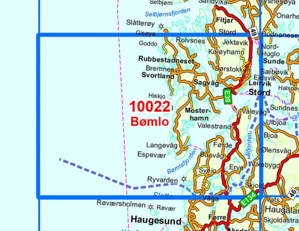 Bømlo 1:50 000 - Kart 10022 i Norges-serien