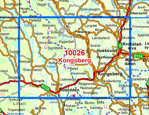 Kongsberg 1:50 000 - Kart 10026 i Norges-serien