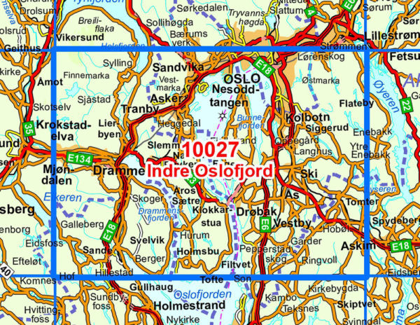 Indre Oslofjord 1:50 000 - Kart 10027 i Norges-serien