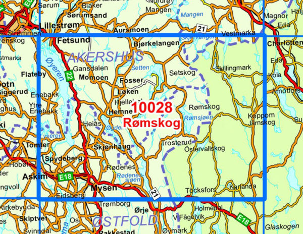 Rømskog 1:50 000 - Kart 10028 i Norges-serien