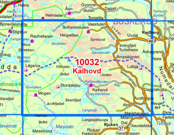 Kalhovd 1:50 000 - Kart 10032 i Norges-serien
