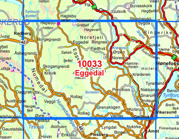 Eggedal 1:50 000 - Kart 10033 i Norges-serien