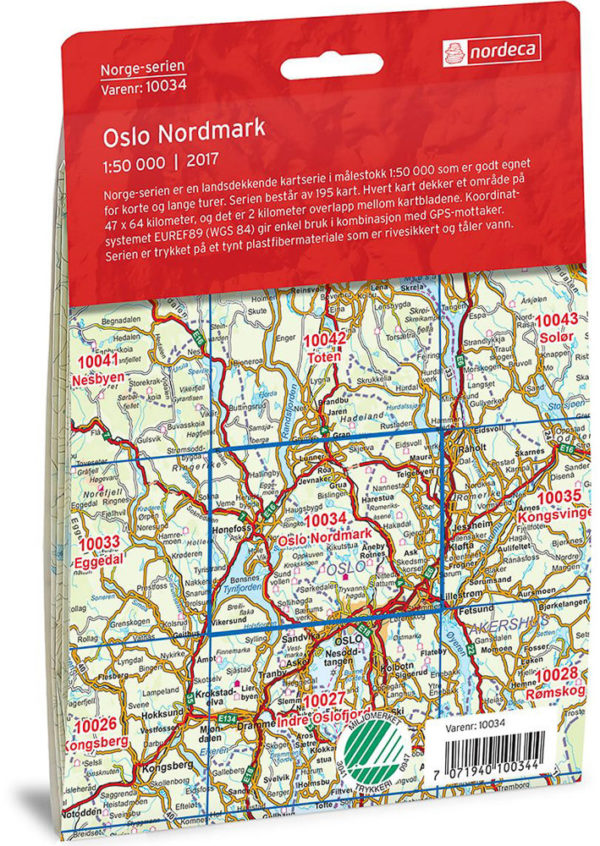 Oslo Nordmark 1:50 000 - Kart 10034 i Norges-serien