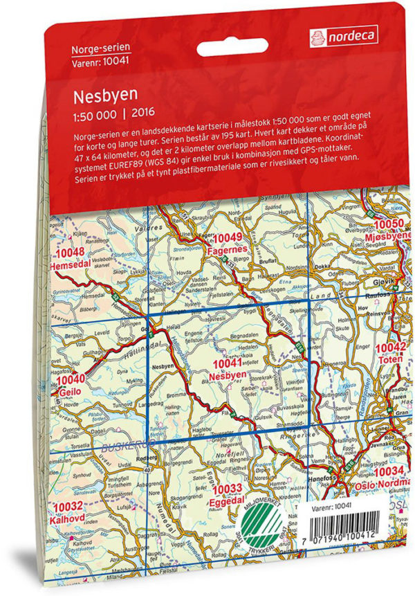 Nesbyen 1:50 000 - Kart 10041 i Norges-serien