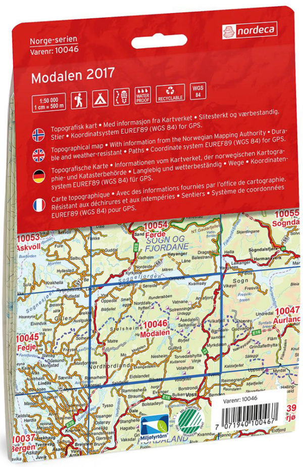 Modalen 1:50 000 - Kart 10046 i Norges-serien