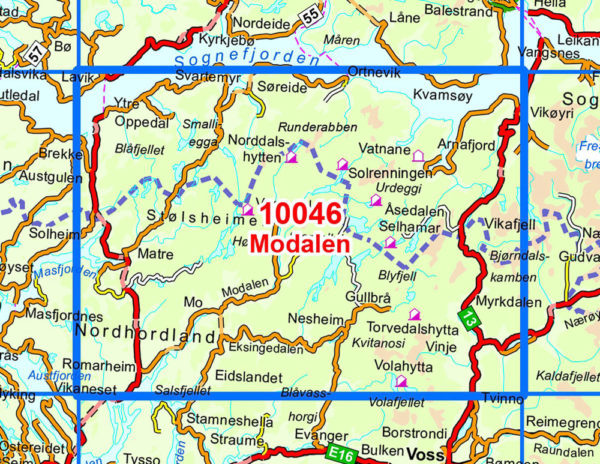 Modalen 1:50 000 - Kart 10046 i Norges-serien