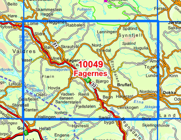 Fagernes 1:50 000 - Kart 10049 i Norges-serien