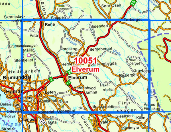 Elverum 1:50 000 - Kart 10051 i Norges-serien