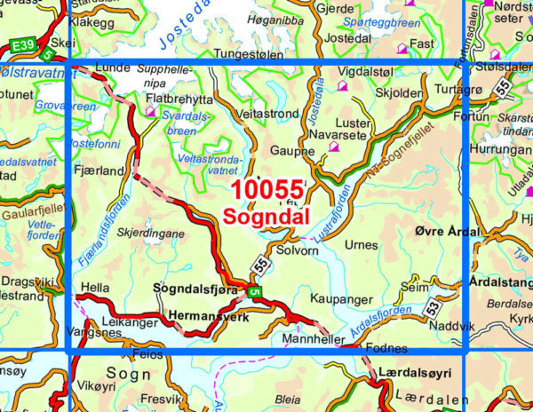 Sogndal 1:50 000 - Kart 10055 i Norges-serien