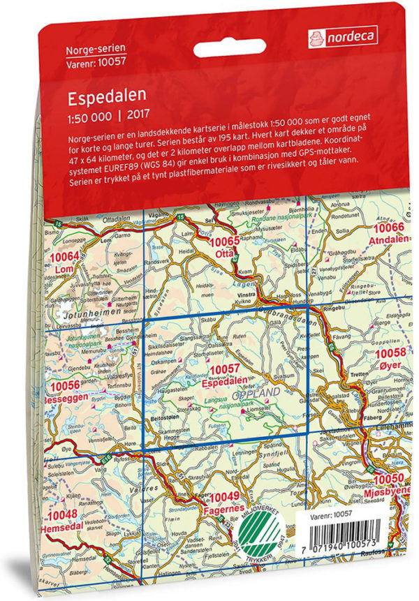 Espedalen 1:50 000 - Kart 10057 i Norges-serien