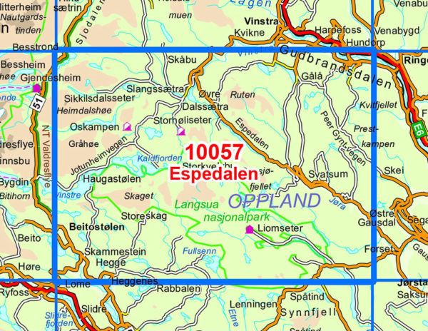 Espedalen 1:50 000 - Kart 10057 i Norges-serien