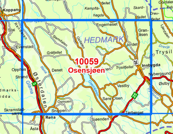 Osensjøen 1:50 000 - Kart 10059 i Norges-serien