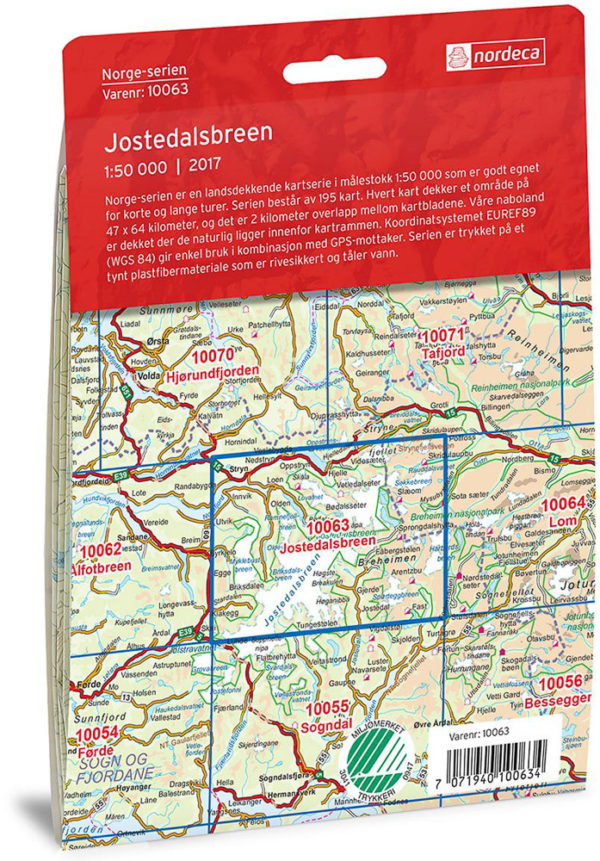 Jostedalsbreen 1:50 000 - Kart 10063 i Norges-serien