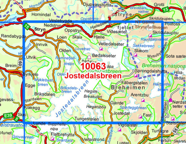 Jostedalsbreen 1:50 000 - Kart 10063 i Norges-serien