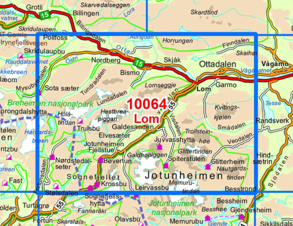 Lom 1:50 000 - Kart 10064 i Norges-serien