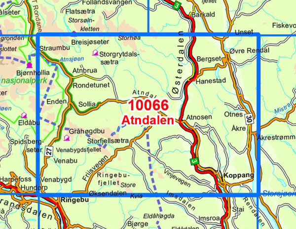 Atndalen 1:50 000 - Kart 10066 i Norges-serien