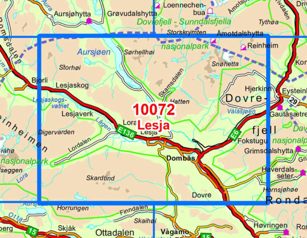 Dombås 1:50 000 - Kart 10072 i Norges-serien