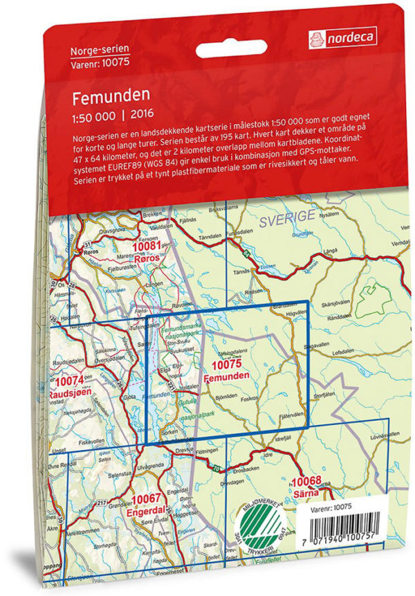 Femunden 1:50 000 - Kart 10075 i Norges-serien
