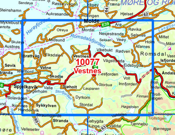 Romsdalsfjorden 1:50 000 - Kart 10077 i Norges-serien