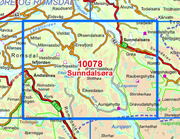 Sunndalsøra 1:50 000 - Kart 10078 i Norges-serien