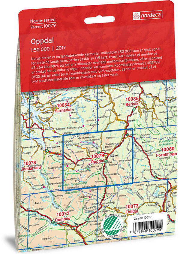 Oppdal 1:50 000 - Kart 10079 i Norges-serien
