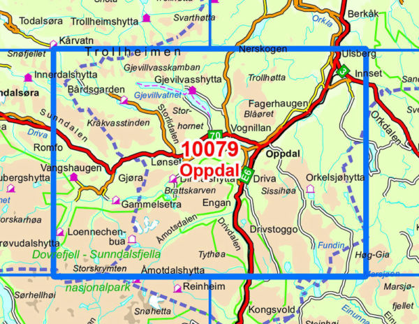 Oppdal 1:50 000 - Kart 10079 i Norges-serien